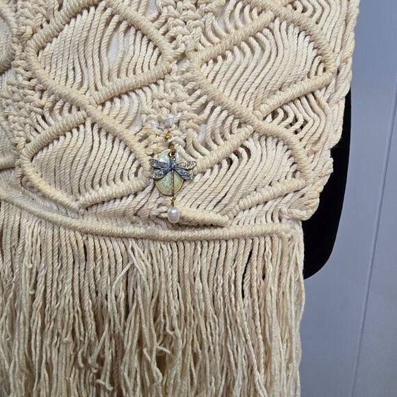 Vintage MACRAME purse cottage boho 70s handmade bag festival feminine beachy - Picture 10 of 13